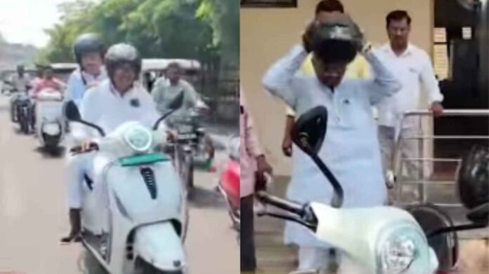 ಇ-ಬೈಕ್‌ನಲ್ಲಿ ವಿಜಯಪುರ ಜಿಲ್ಲಾಧಿಕಾರಿ ಕಚೇರಿಗೆ ಆಗಮಿಸಿದ ಸಂಸದ ರಮೇಶ್ ಜಿಗಜಿಣಗಿ