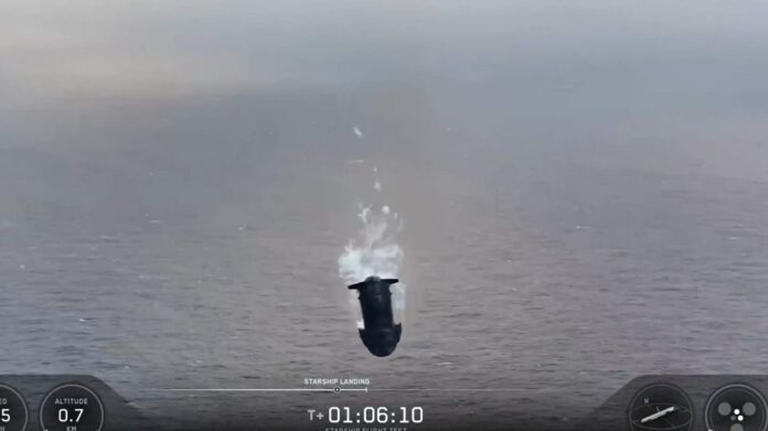 ಭಾರತೀಯ ಮಹಾಸಾಗರದಲ್ಲಿ SpaceX Starship splashdown ದೃಶ್ಯ